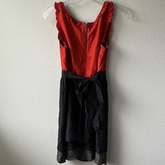 Anthropologie dress burnt orange black gray size 2 Barbie core silk - Picture 8 of 14
